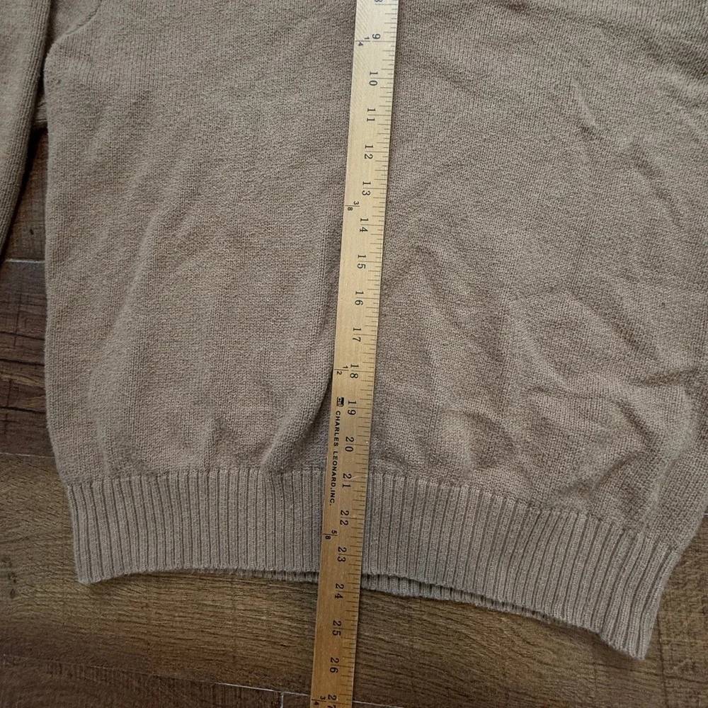Polo Ralph Lauren Sweater Mens Medium Tan Mock Neck Quarter Button Cotton Knit